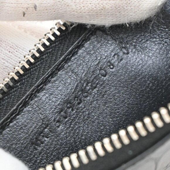 SAINT LAURENT Logo Compact Card Case Coin Wallet Embossing Leather Black - Picture 2 of 16